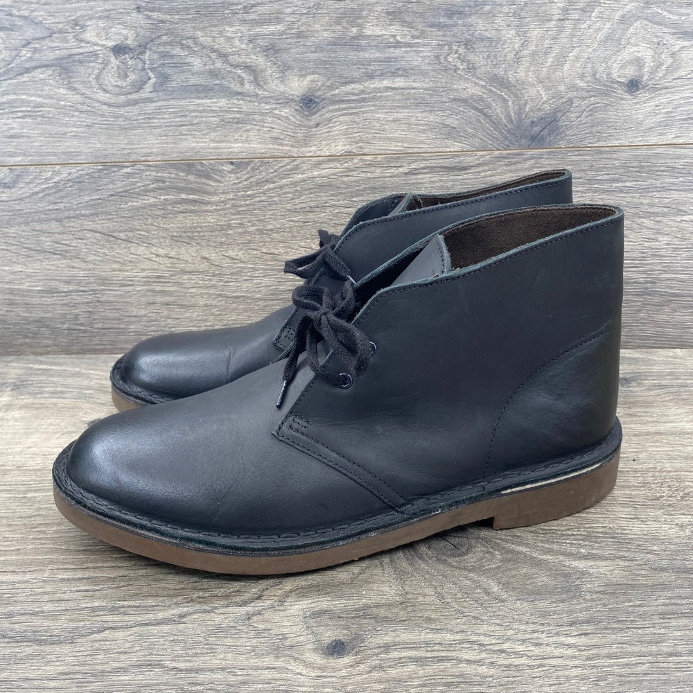 Clarks Desert Boot Mens 10 Black Leather Chukka Ankle Lace Up 26112315